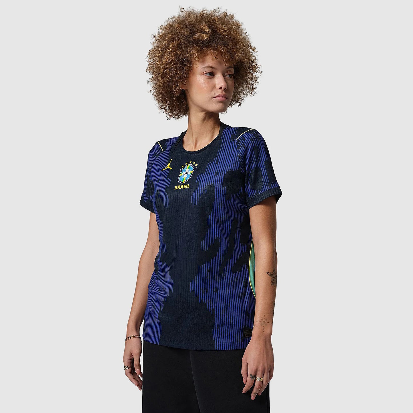 Women Wearing A Blue Brazil 2026 Away Jersey