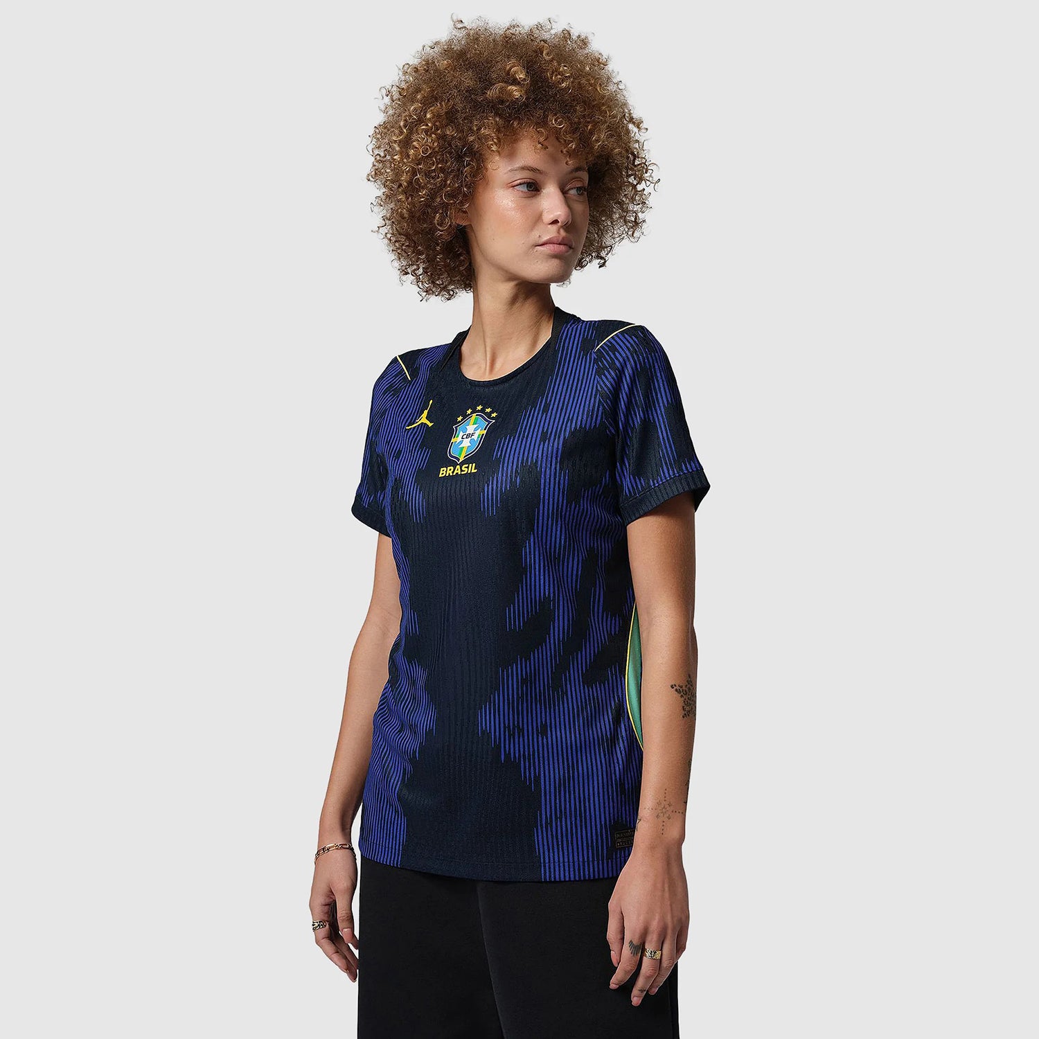 Women Wearing A Blue Brazil 2026 Away Jersey