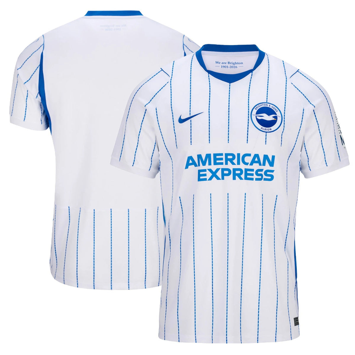 Front and back view of Brighton & Hove Albion F.C. 2026-2027 away white replica jersey by Final Third Kit