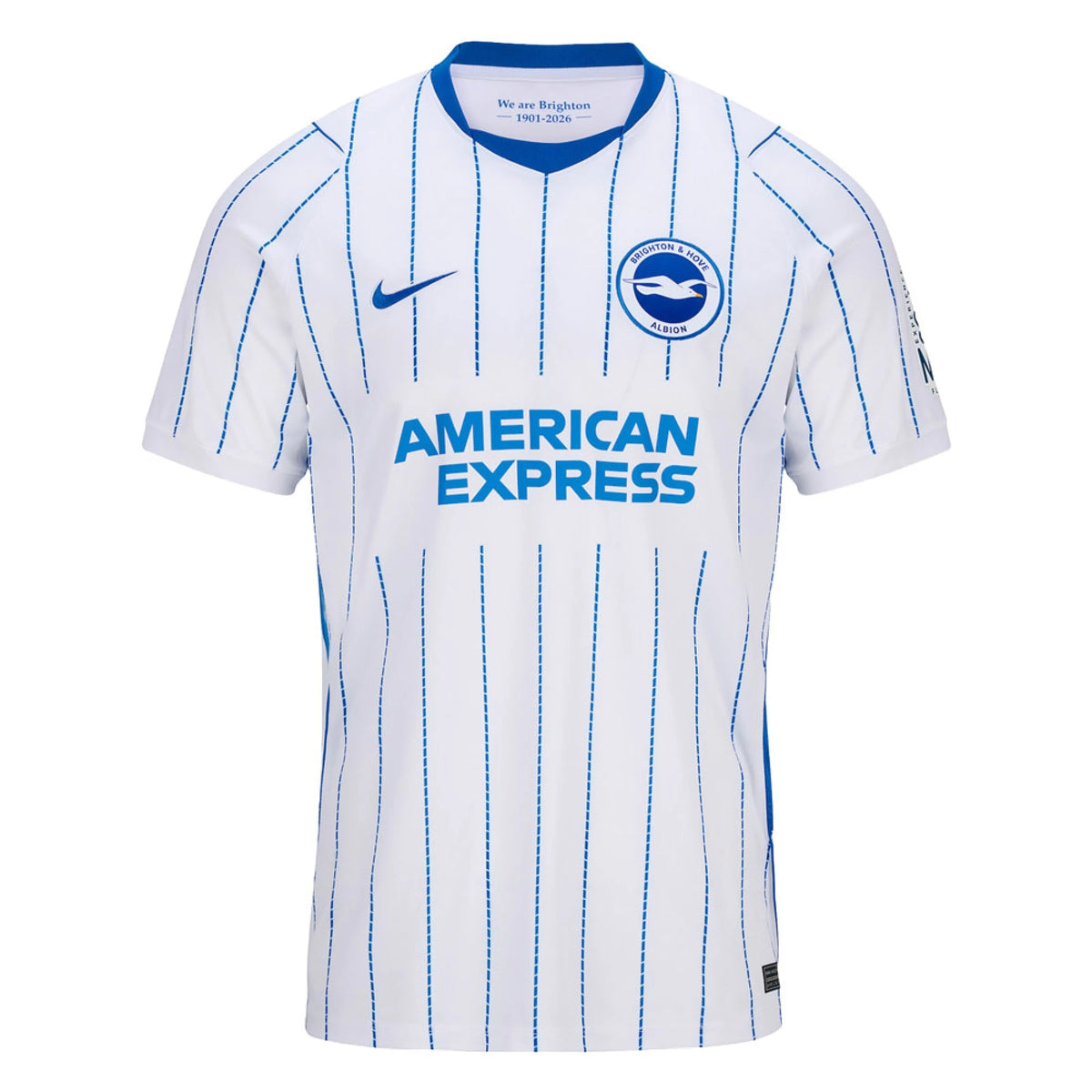 Front view of Brighton & Hove Albion F.C. 2026-2027 away white replica soccer jersey by Final Third Kit
