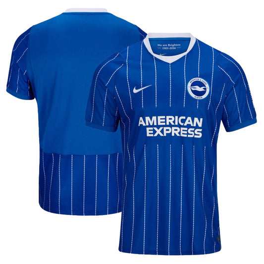 Front and back view of Brighton & Hove Albion F.C. 2026-2027 home blue replica jersey by Final Third Kit