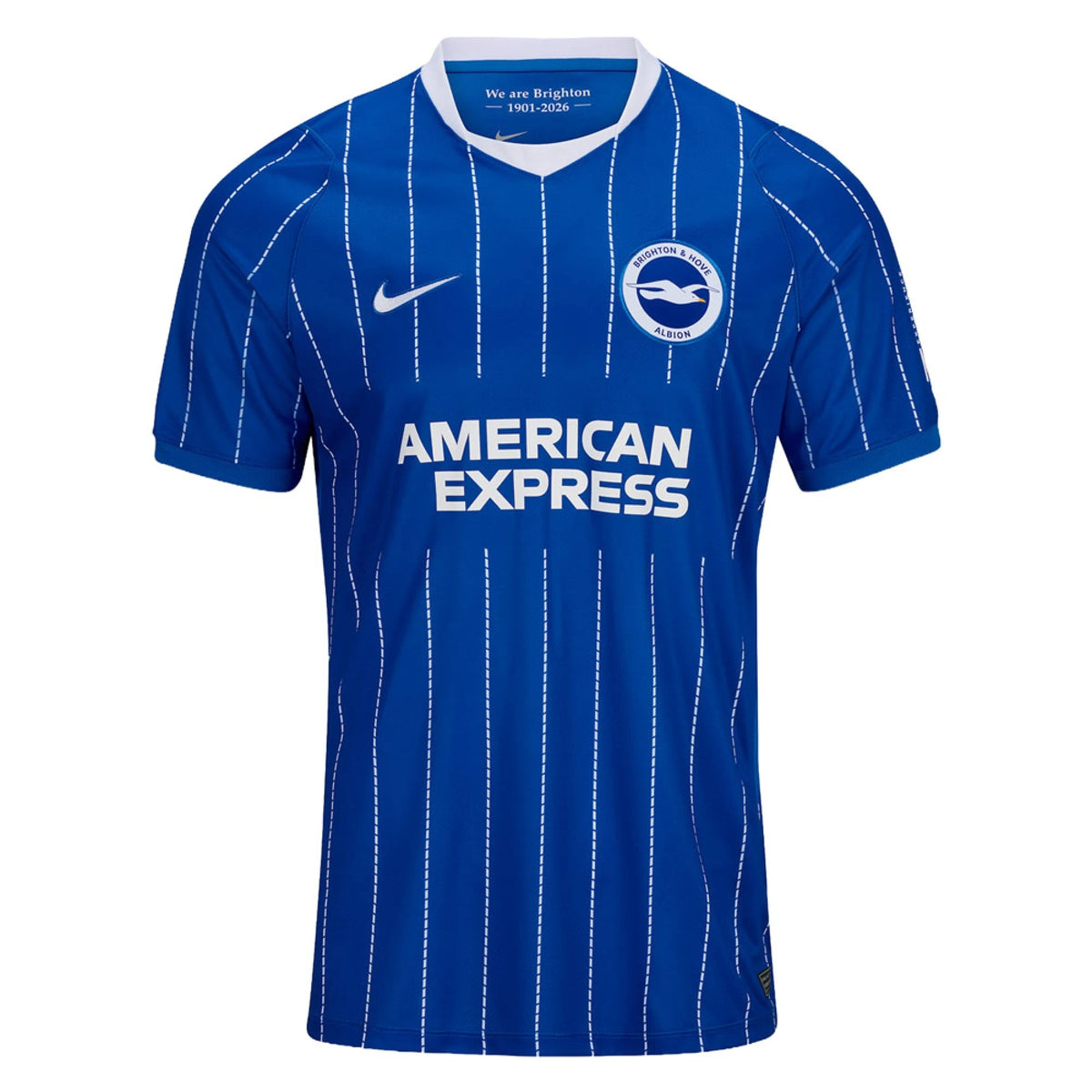 Front view of Brighton & Hove Albion F.C. 2026-2027 home blue replica soccer jersey by Final Third Kit