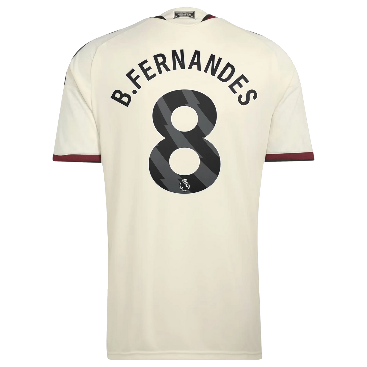 Back view of Manchester United 2026-2027 third cream replica football shirt with Bruno Fernandes name and number 8 printing by Final Third Kit
