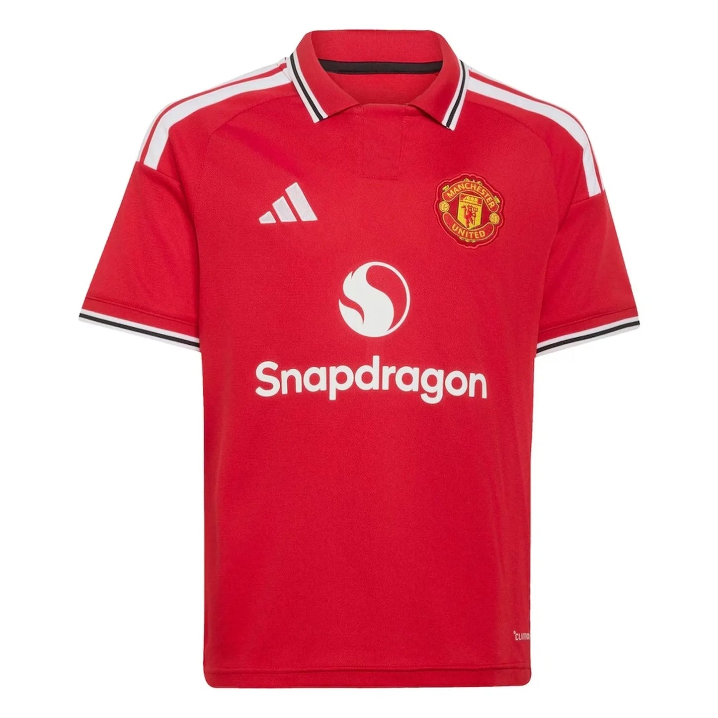 Front view of youth Manchester United 2026-2027 home red replica soccer jersey by Final Third Kit