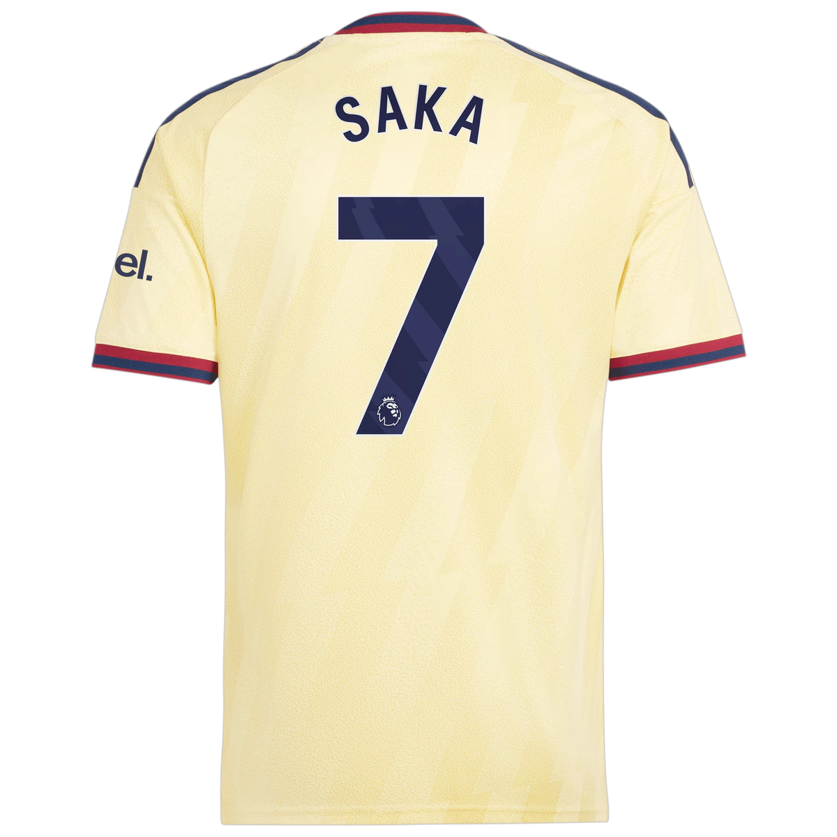 Back view of men's Arsenal 2026-2027 third yellow replica football shirt with Bukayo Saka name and number 7 printing by Final Third Kit