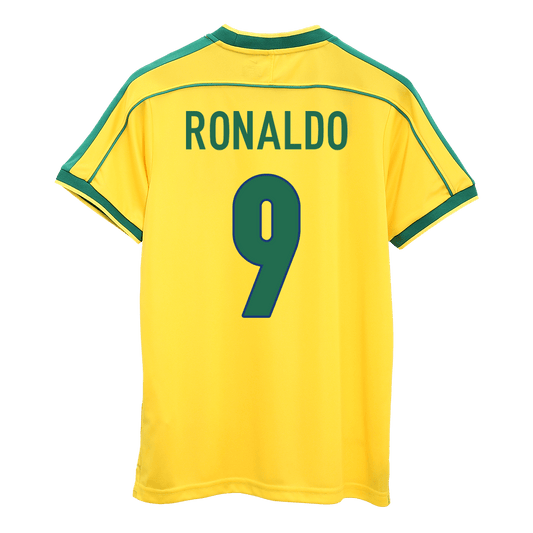 Retro Jersey RONALDO #9 Brazil Home Soccer Shirt 1998 -World Cup