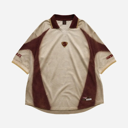 Front view of Cactus Jack by Travis Scott x Nike Spain Total 90 retro brown soccer jersey by Final Third Kit