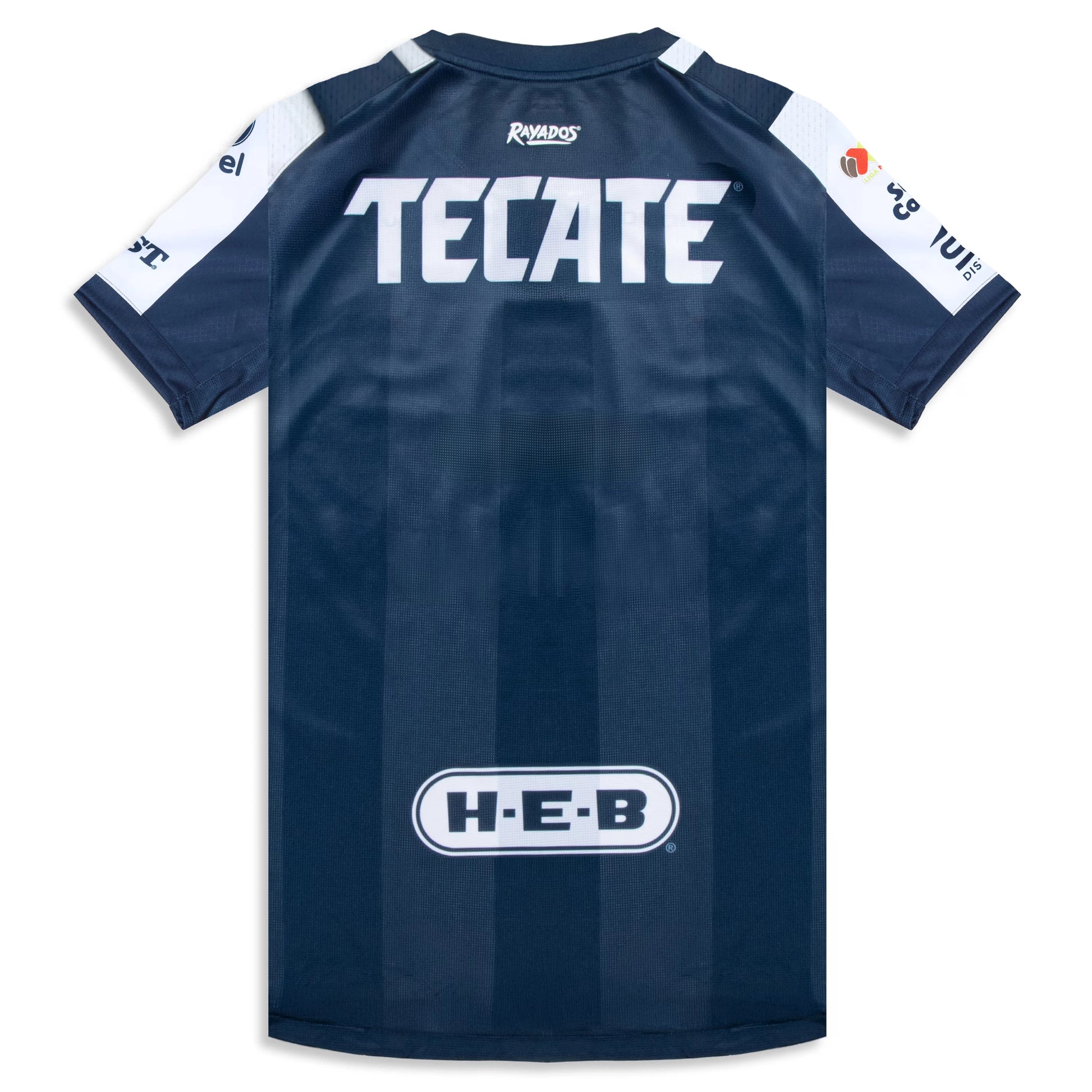 Back view of CF Monterrey home stadium replica jersey showing blank back without name or number