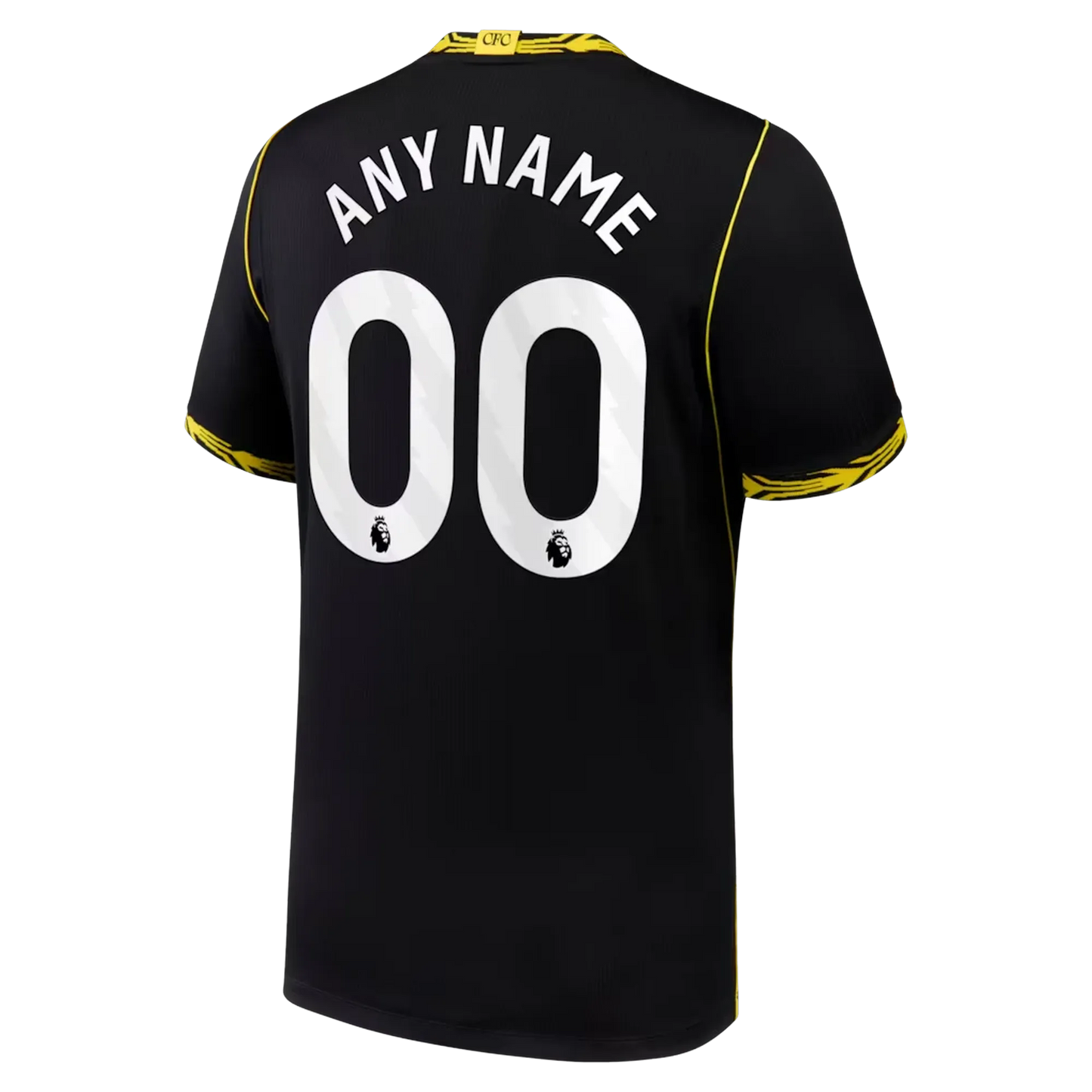Back view of men's Chelsea 2026-2027 away black football shirt with custom name and number printing by Final Third Kit