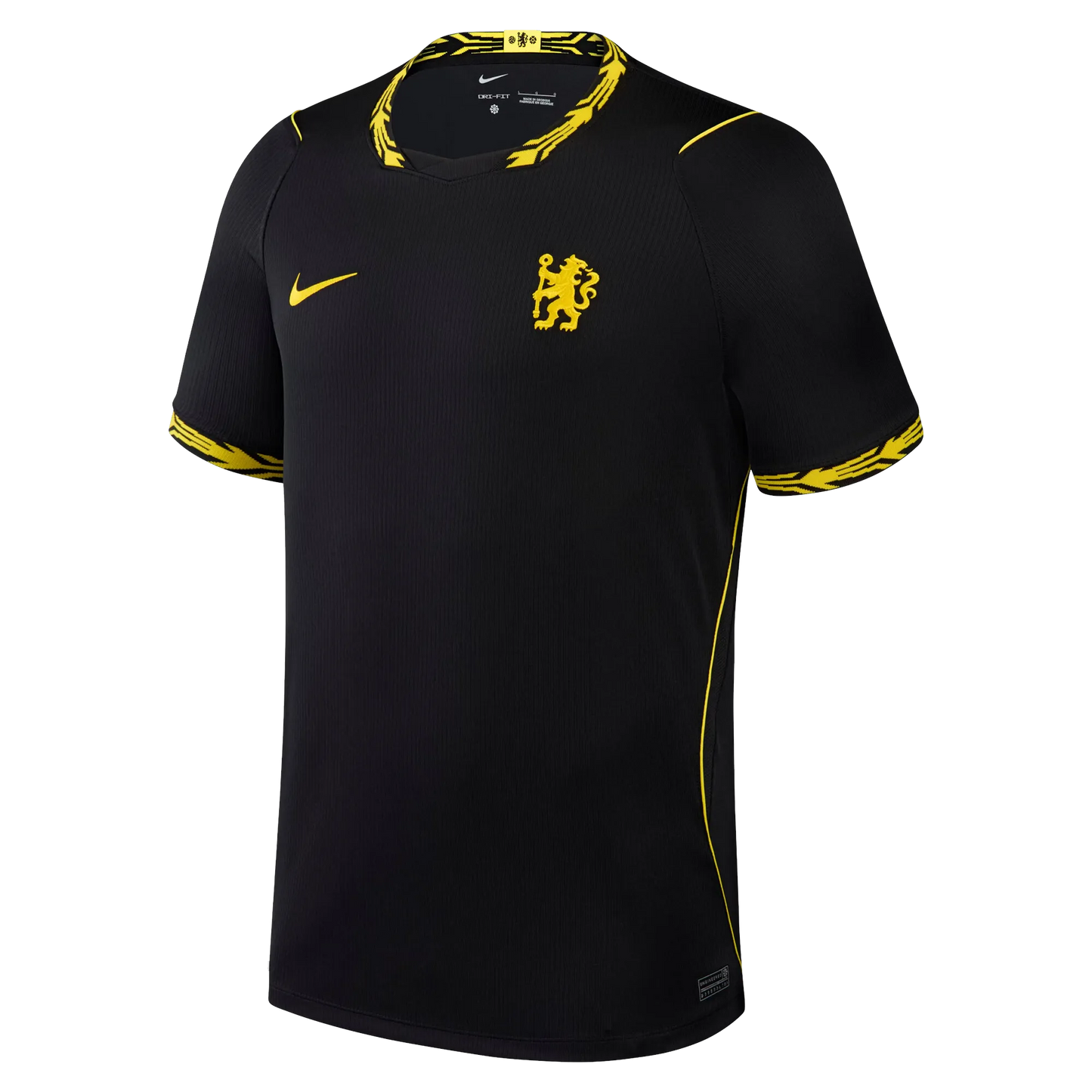 Front view of men's Chelsea 2026-2027 away black stadium replica soccer jersey by Final Third Kit