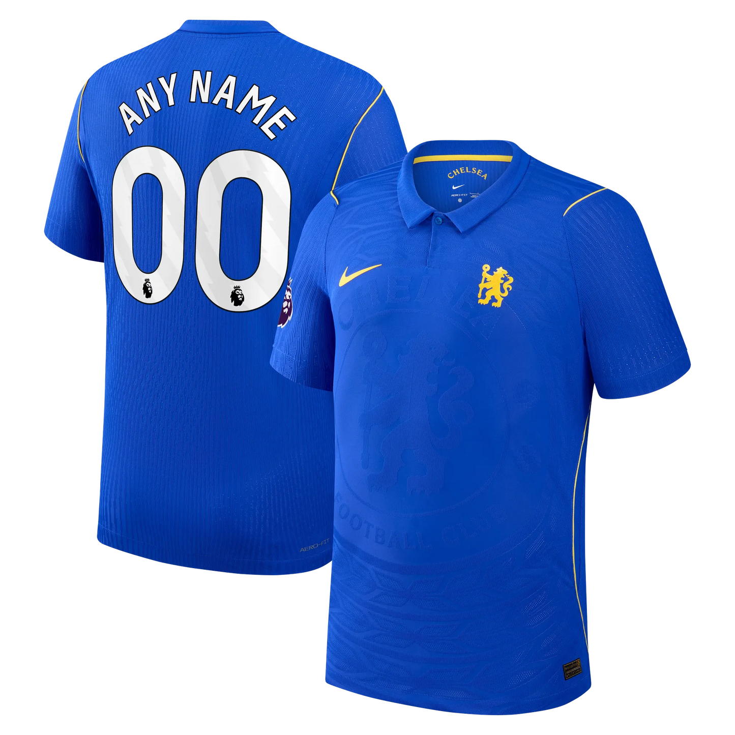 Front and back view of men's Chelsea 2026-2027 home blue match authentic jersey with custom name and number printing by Final Third Kit