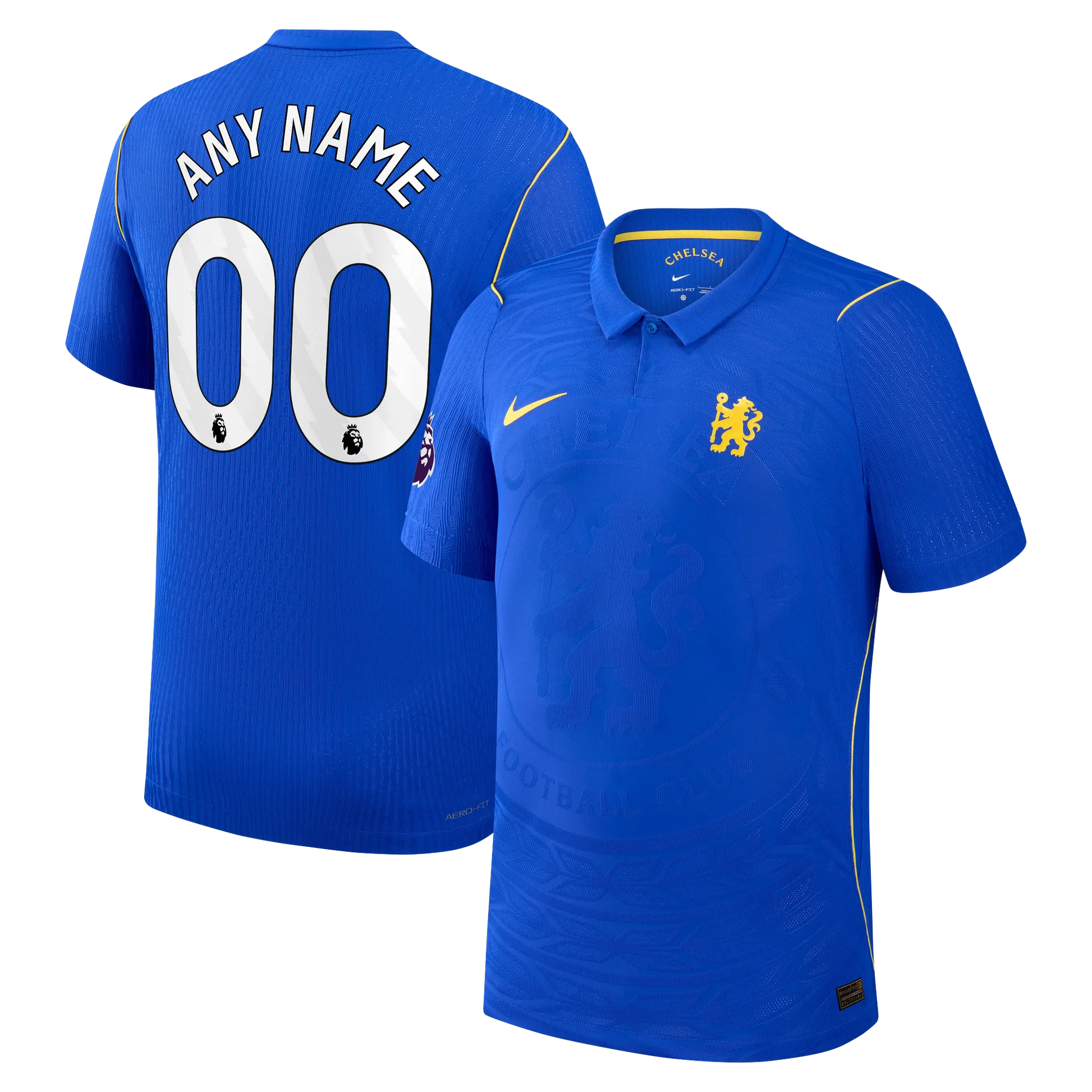 Front and back view of men's Chelsea 2026-2027 home blue match authentic jersey with custom name and number printing by Final Third Kit
