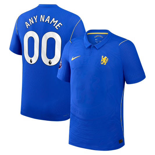 Front and back view of men's Chelsea 2026-2027 home blue match authentic jersey with custom name and number printing by Final Third Kit