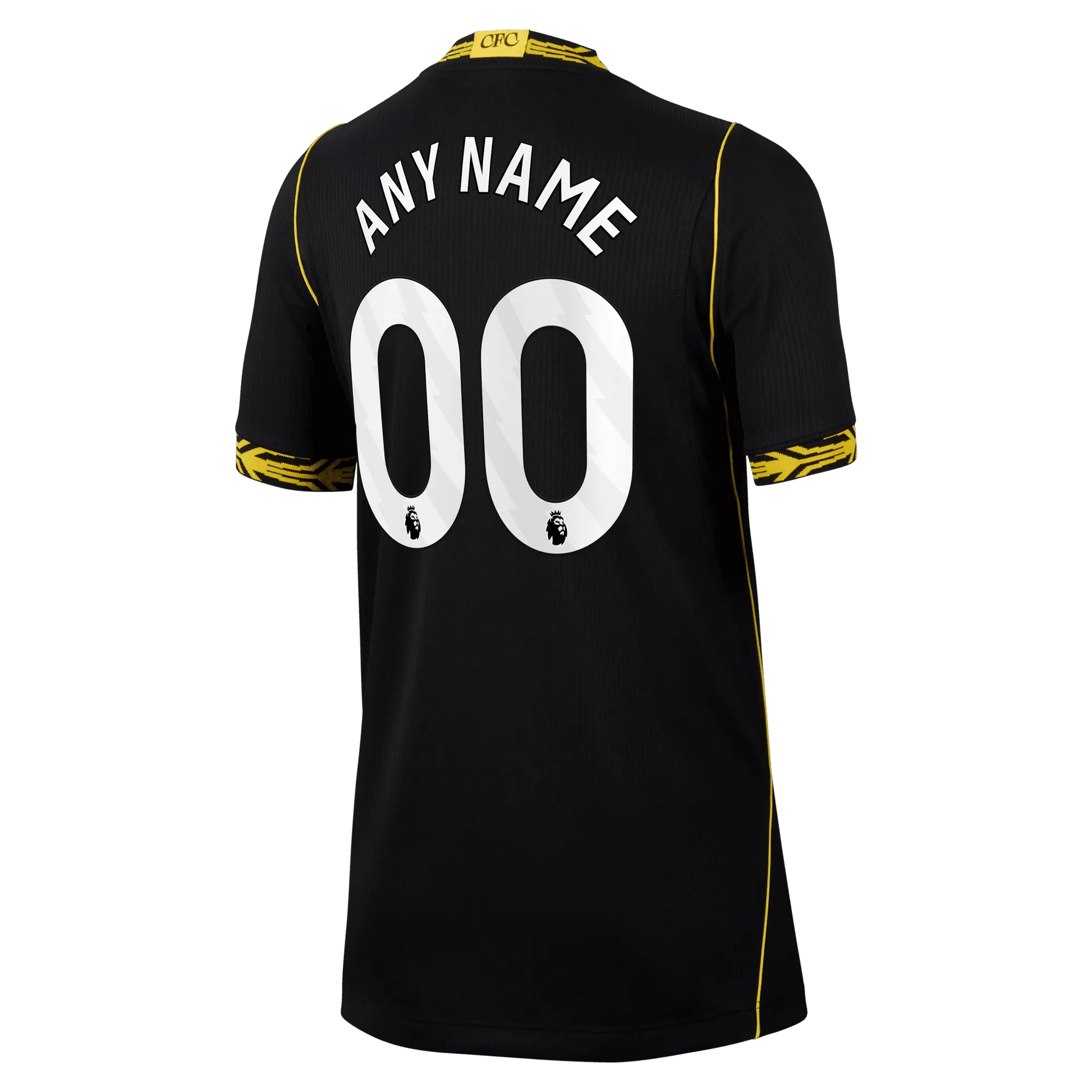 Back view of youth Chelsea 2026-2027 away black football custom shirt with custom name and number printing by Final Third Kit