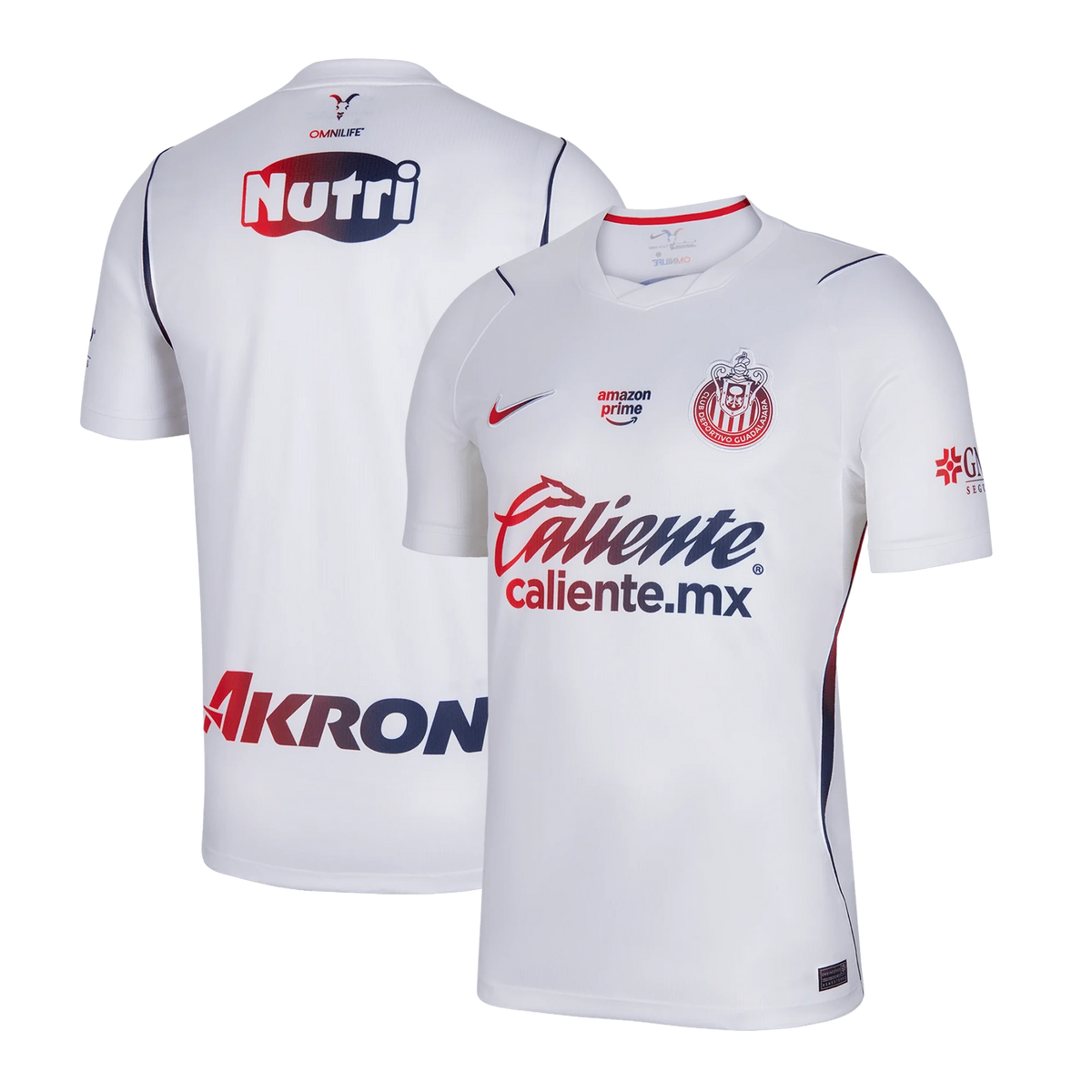 Front and back view of Chivas 2026-2027 away white stadium replica sponsor jersey by Final Third Kit