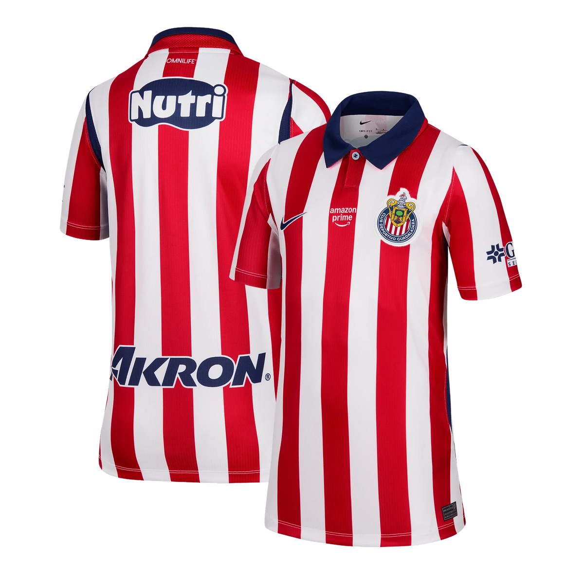 Front and back view of youth Chivas 2026-2027 home red stadium replica jersey by Final Third Kit