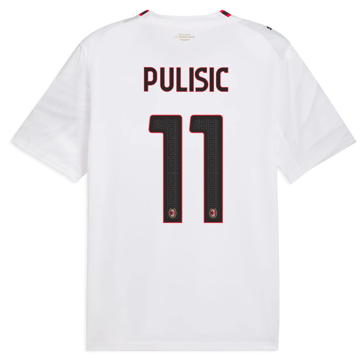 Back view of AC Milan 2026-2027 away white replica football shirt with Christian Pulisic name and number 11 printing by Final Third Kit