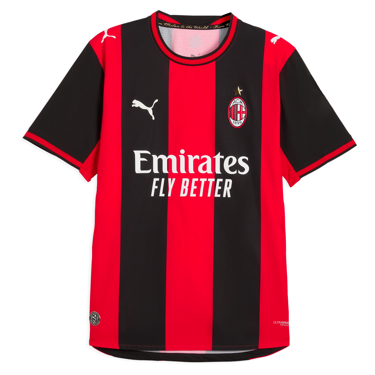 Front view of AC Milan 2026-2027 home red on-field authentic soccer jersey by Final Third Kit