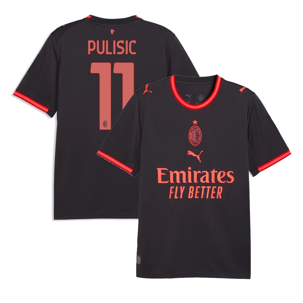 Front and back view of AC Milan 2026-2027 third grey replica jersey featuring Christian Pulisic by Final Third Kit