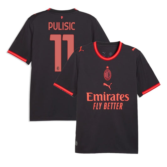 Front and back view of AC Milan 2026-2027 third grey replica jersey featuring Christian Pulisic by Final Third Kit