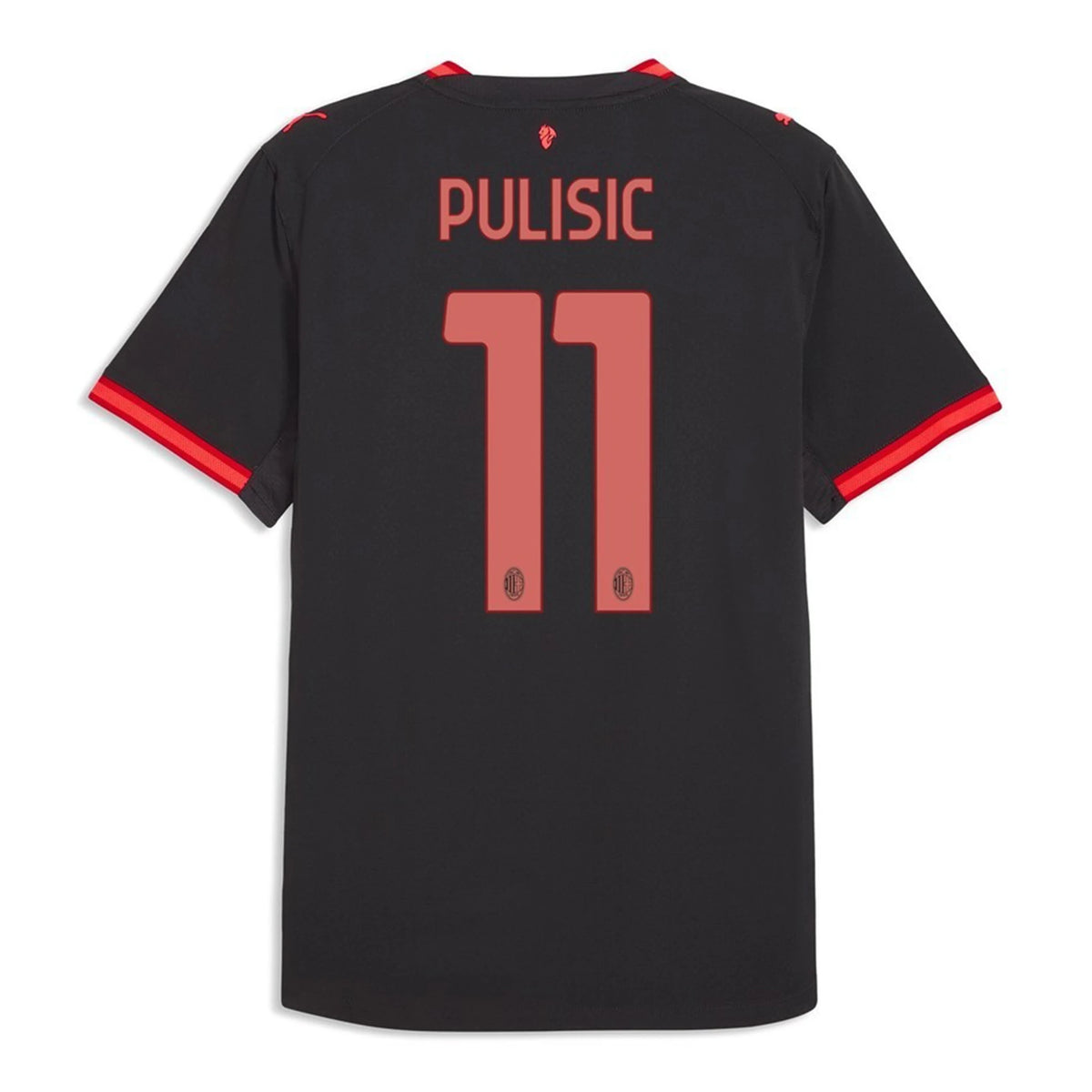 Back view of AC Milan 2026-2027 third grey on-field authentic football shirt with Christian Pulisic name and number 11 printing by Final Third Kit