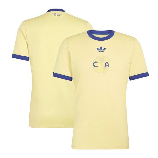 Front and back view of Club America 2026-2027 110th anniversary yellow stadium replica jersey by Final Third Kit