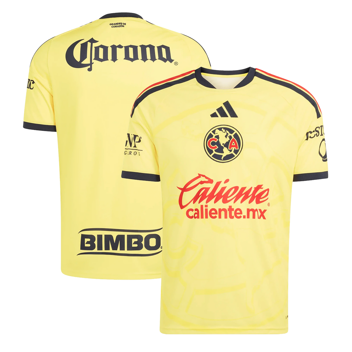 Front and back view of Club America 2026-2027 home yellow replica jersey by Final Third Kit
