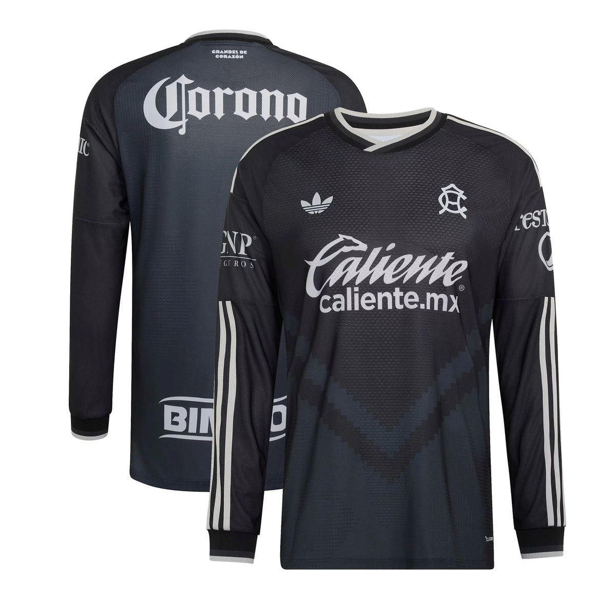 Front and back view of Club America 2026-2027 away black replica long sleeve jersey by Final Third Kit