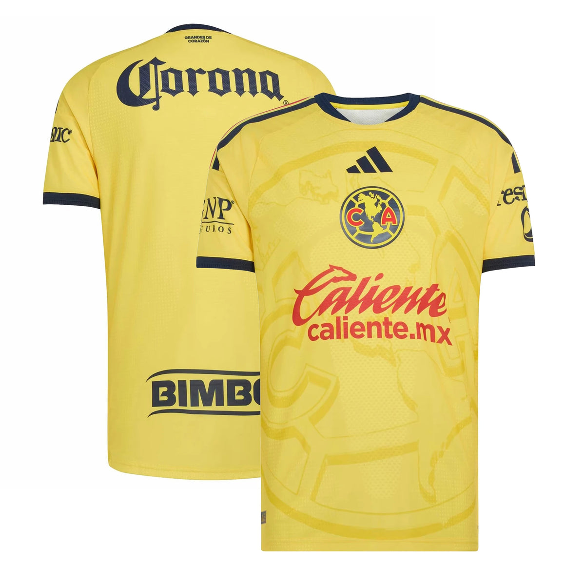 Front and back view of Club America 2026-2027 home yellow on-field authentic jersey by Final Third Kit