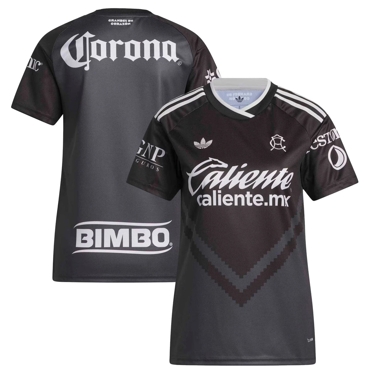 Front and back view of women's Club America 2026-2027 away black replica jersey by Final Third Kit
