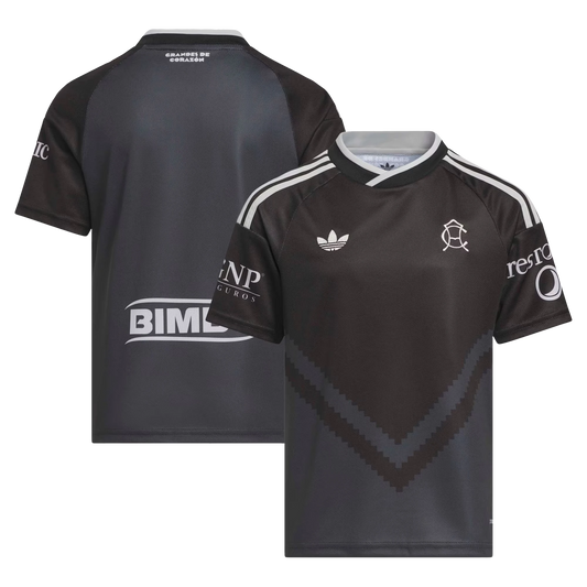 Front and back view of youth Club America 2026-2027 away black replica jersey by Final Third Kit