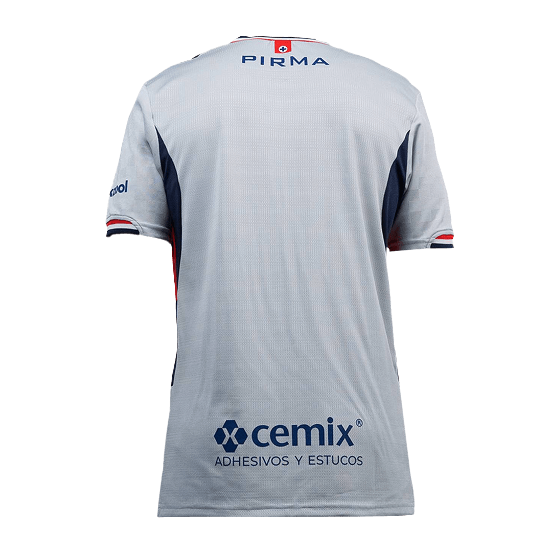 Back view of Cruz Azul away replica jersey showing blank back without name or number