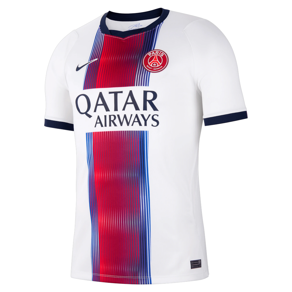 Front view of men's Paris Saint-Germain 2026-2027 away white stadium replica soccer jersey by Final Third Kit