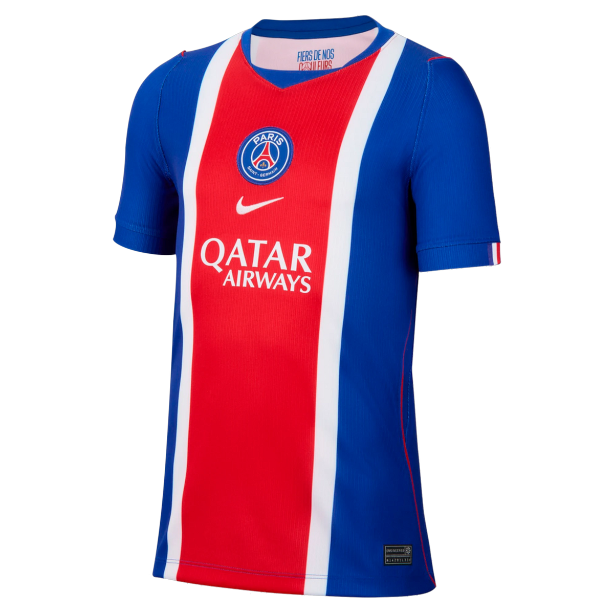 Front view of youth Paris Saint-Germain 2026-2027 home blue stadium replica soccer jersey by Final Third Kit