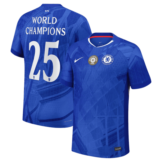 WORLD CHAMPIONS #25 Chelsea Home Authentic Soccer Jersey 2025/26 with chest badge