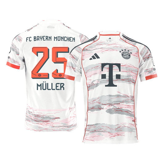 MULLER  #25 Bayern Munich Away Soccer Jersey 2025/26 White