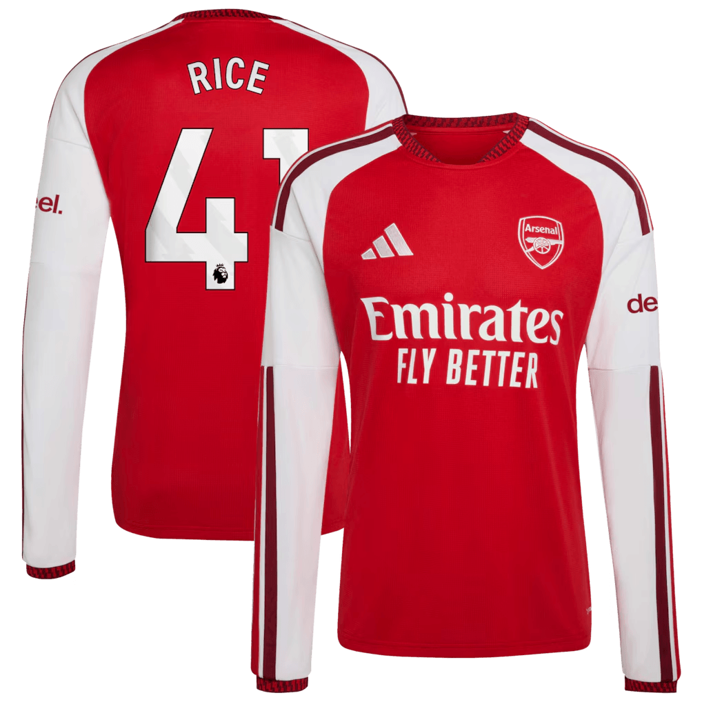 Arsenal 2026/27 Home Stadium Replica Long Sleeve Jersey - Rice #41