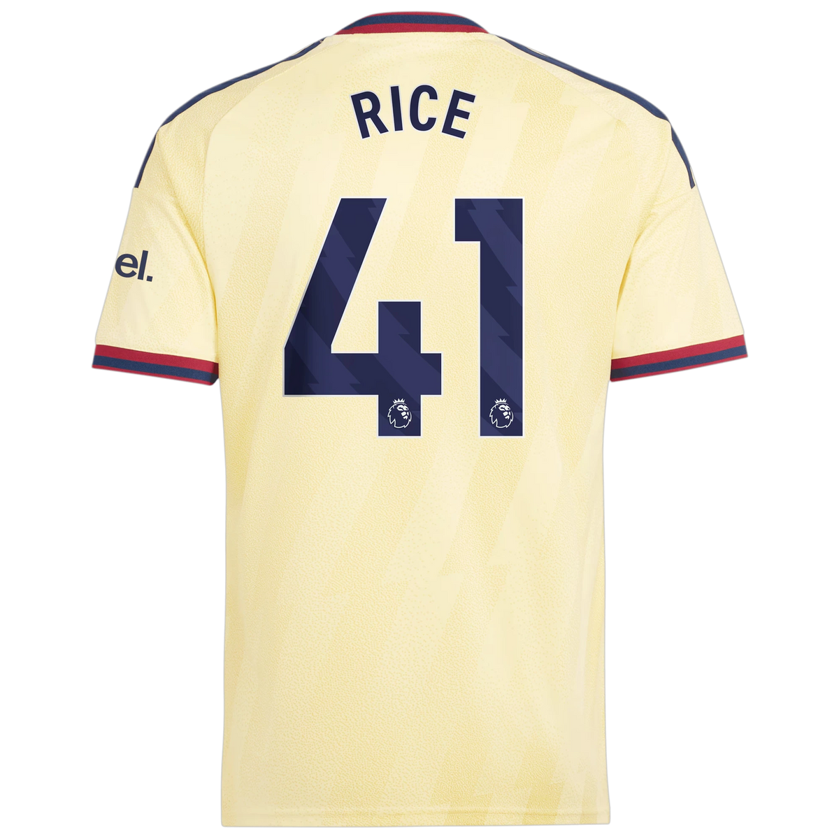 Back view of men's Arsenal 2026-2027 third yellow replica football shirt with Declan Rice name and number 41 printing by Final Third Kit