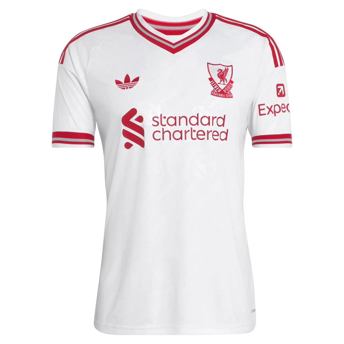 Front view of men's Liverpool 2026-2027 away white replica soccer jersey by Final Third Kit