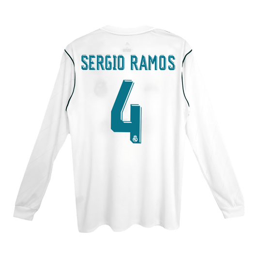 #4 SERGIO RAMOS Retro Real Madrid Jersey Home Soccer Shirt 2017/18