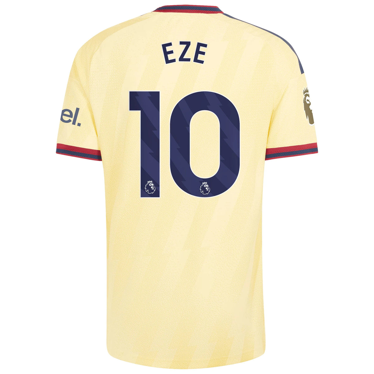 Back view of men's Arsenal 2026-2027 third yellow on-field authentic football shirt with Eberechi Eze name and number 10 printing by Final Third Kit