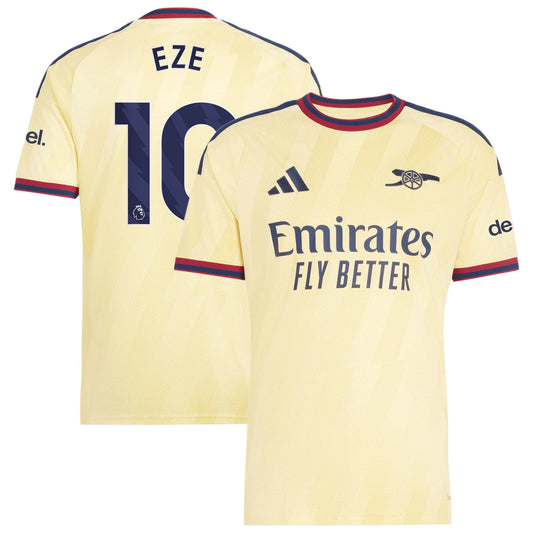 Front and back view of men's Arsenal 2026-2027 third yellow replica jersey featuring Eberechi Eze by Final Third Kit