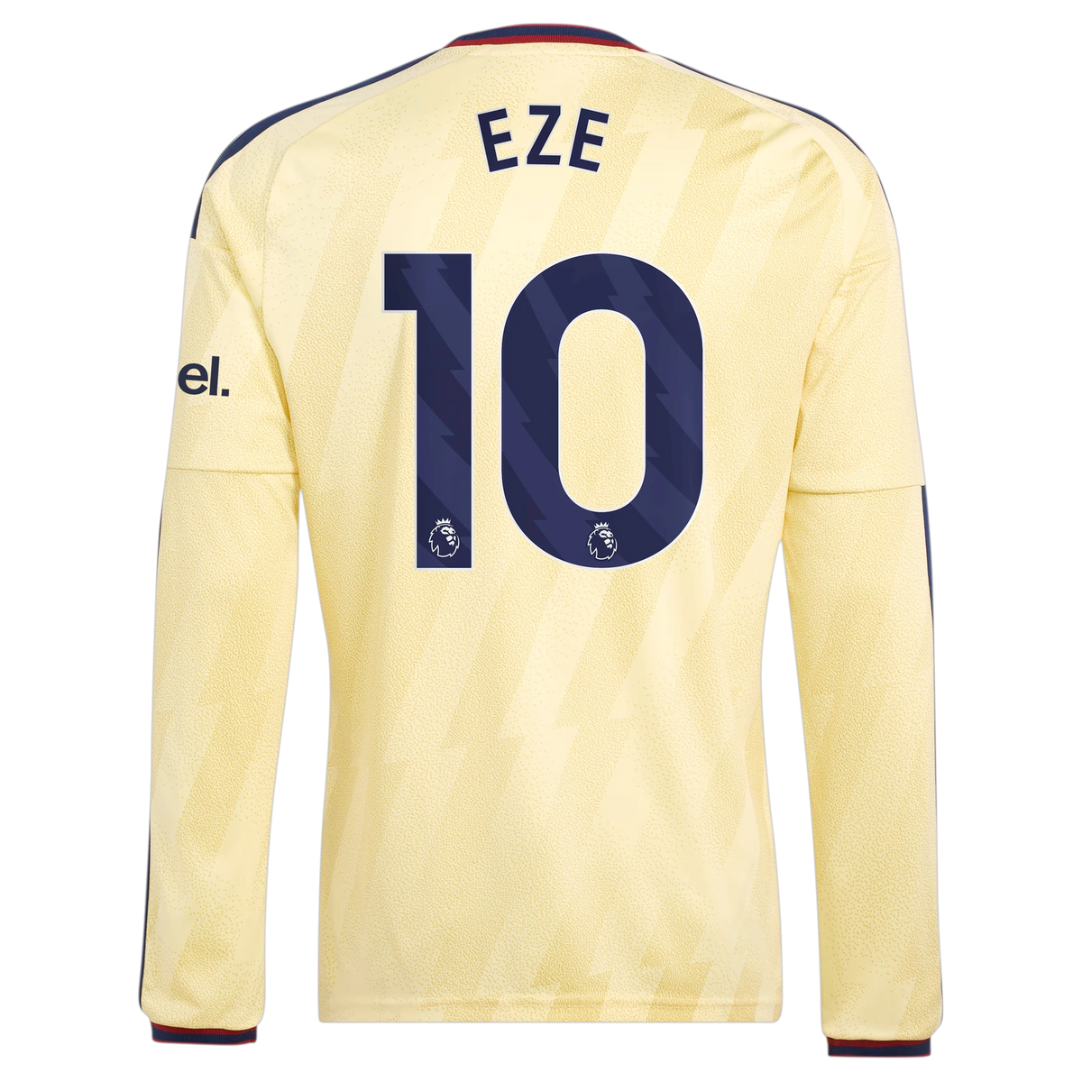 Back view of men's Arsenal 2026-2027 third yellow replica long sleeve football shirt with Eberechi Eze name and number 10 printing by Final Third Kit