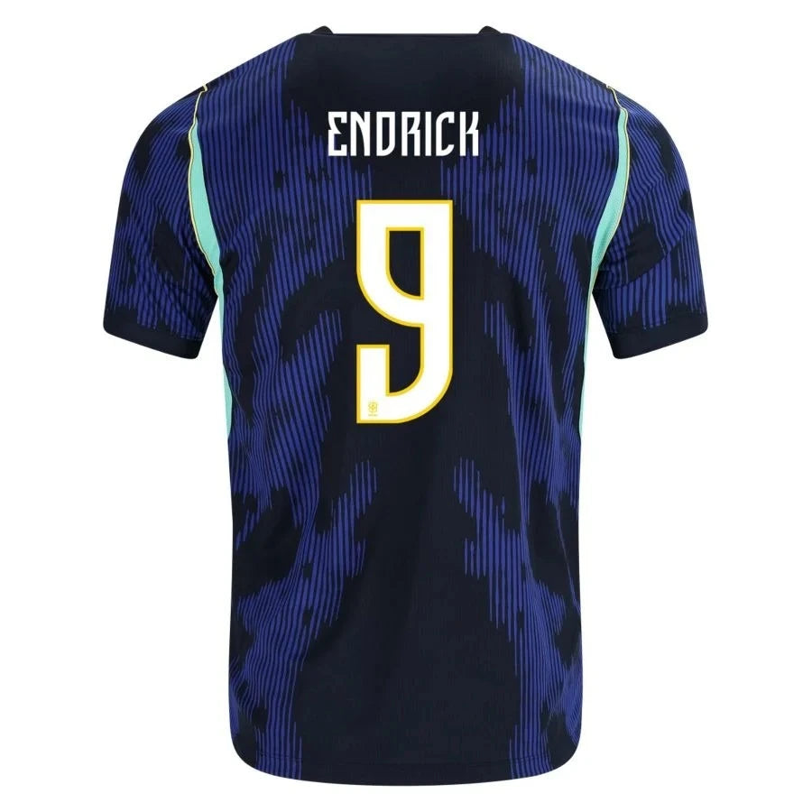 Brazil 2026 World Cup Away Stadium Replica Jersey With Endrick #9 Printing Back View