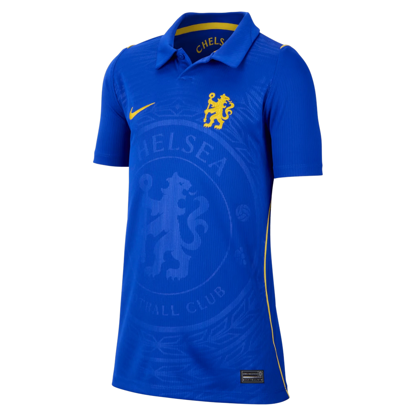 Front view of youth Chelsea 2026-2027 home blue stadium replica soccer jersey by Final Third Kit