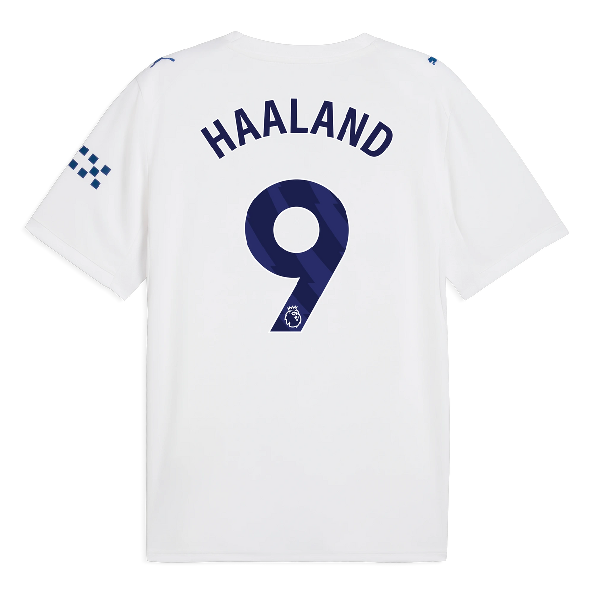 Back view of Manchester City 2026-2027 third white replica football shirt with Erling Haaland name and number 9 printing by Final Third Kit