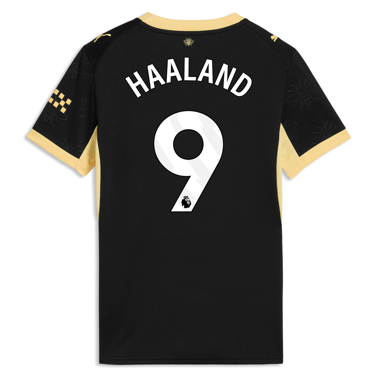 Back view of women's Manchester City 2026-2027 away black replica football shirt with Erling Haaland name and number 9 printing by Final Third Kit