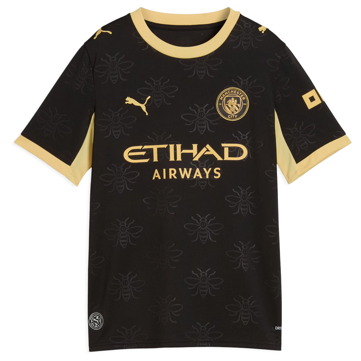 Front view of youth Manchester City 2026-2027 away black replica soccer jersey by Final Third Kit