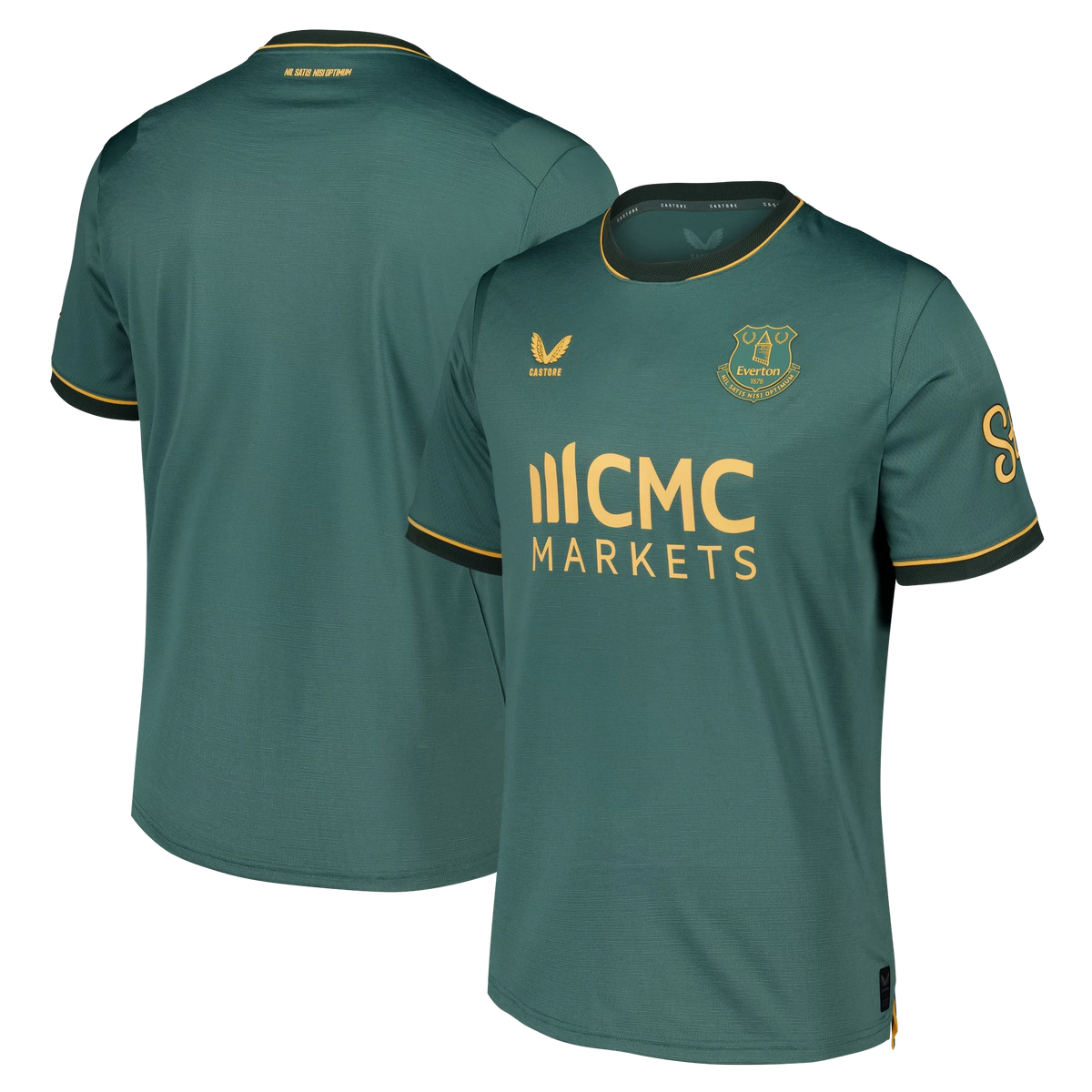 Front and back view of Everton Castore 2026-2027 third green pro shirt by Final Third Kit