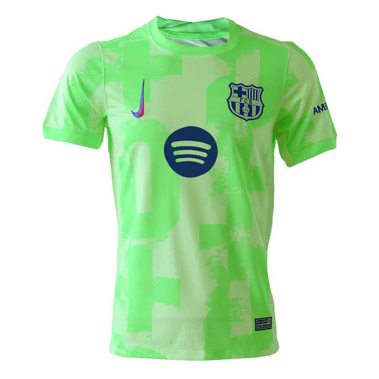 Barcelona Third Away Soccer Jersey 2024/25 Green - UCL (Spotify Logo Without Text)